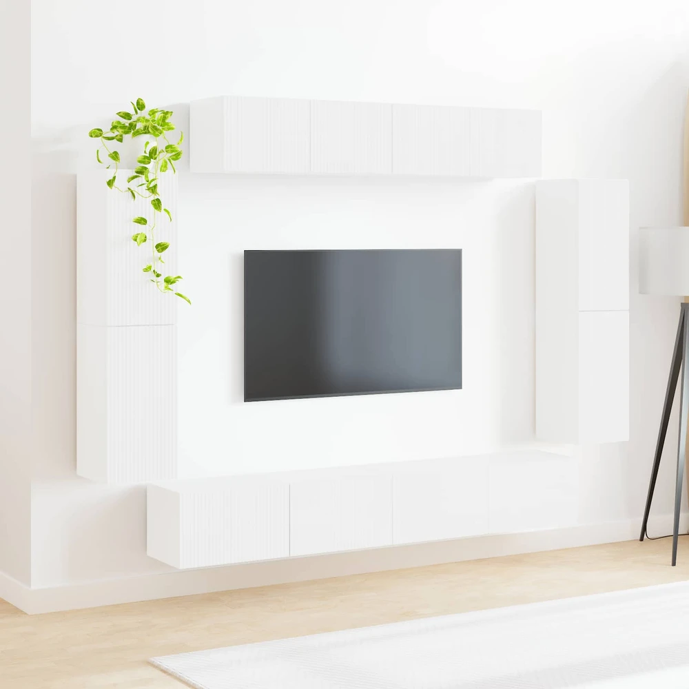 TV staliukas Televizoriaus spintelė 8 vnt. Aukštai blizganti balta
