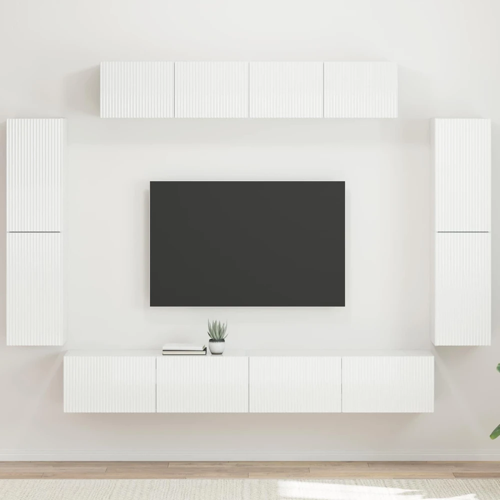 TV staliukas Televizoriaus spintelė 8 vnt. Aukštai blizganti balta