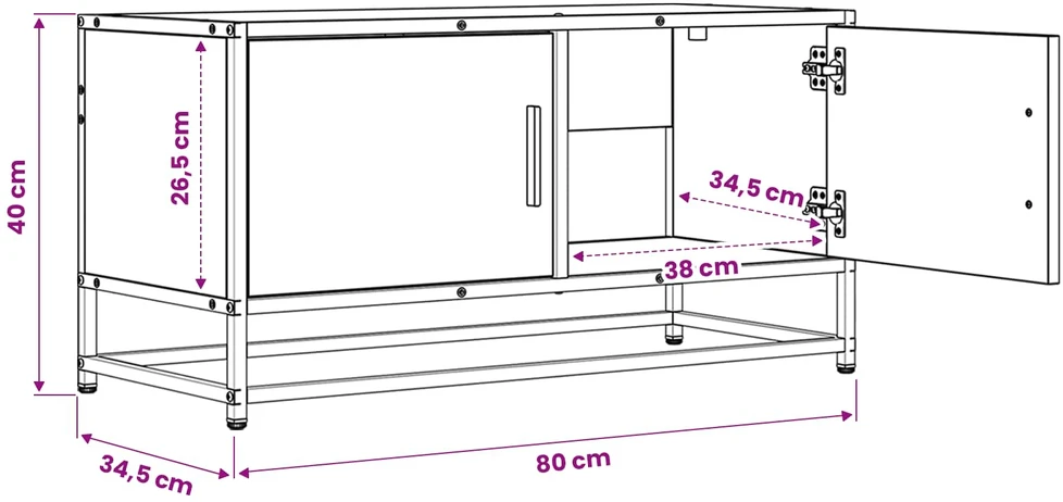 TV staliukas Televizoriaus spintelė 80 x 34,5 x 40 cm Juodojo ąžuolo