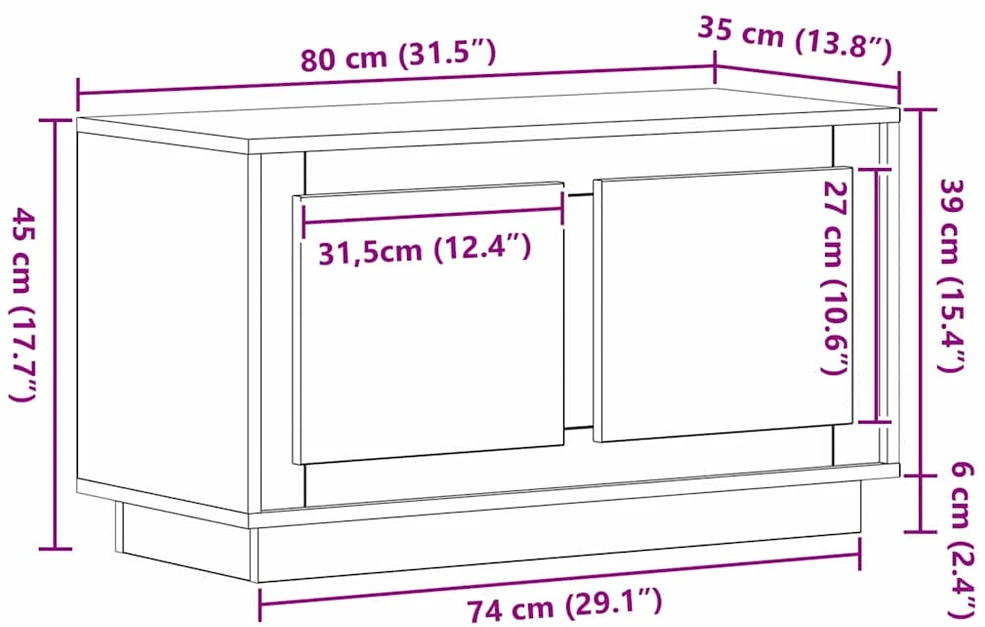 TV staliukas Televizoriaus spintelė 80 x 35 x 45 cm artisano ąžuolo