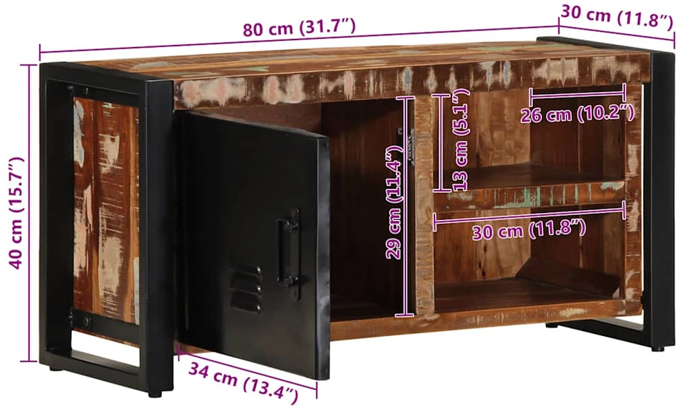 TV staliukas televizoriaus spintelė 80x30x40 cm Regeneruota medžio masyva