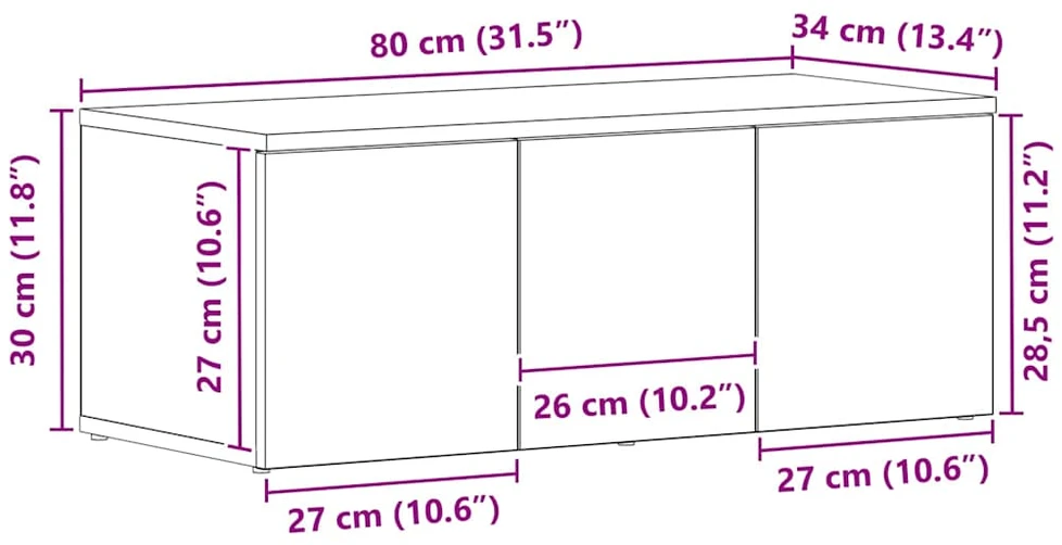 TV staliukas Televizoriaus spintelė 80x34x30 cm Juodas ąžuolas