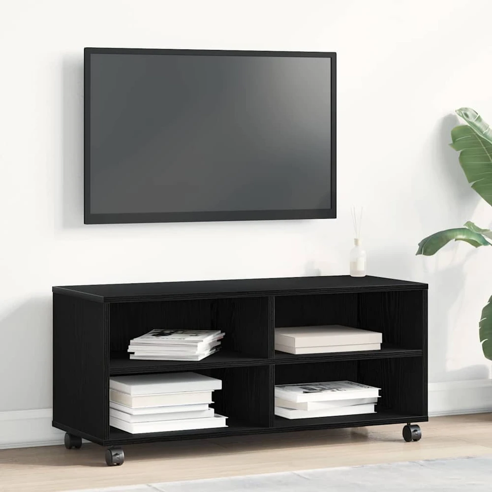 TV staliukas Televizoriaus spintelė 90 x 35 x 40.5 cm Juoda Apdirbta mediena