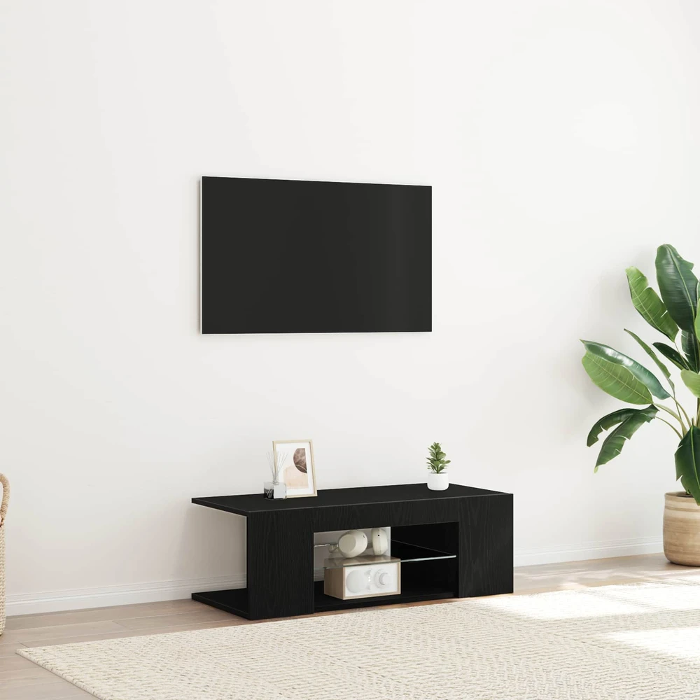 TV staliukas Televizoriaus spintelė 90 x 39 x 30 cm Juodas ąžuolas