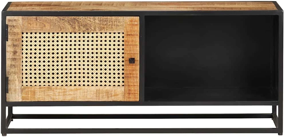 TV staliukas Televizoriaus spintelė, 90x30x40cm, mango mediena ir nendrės