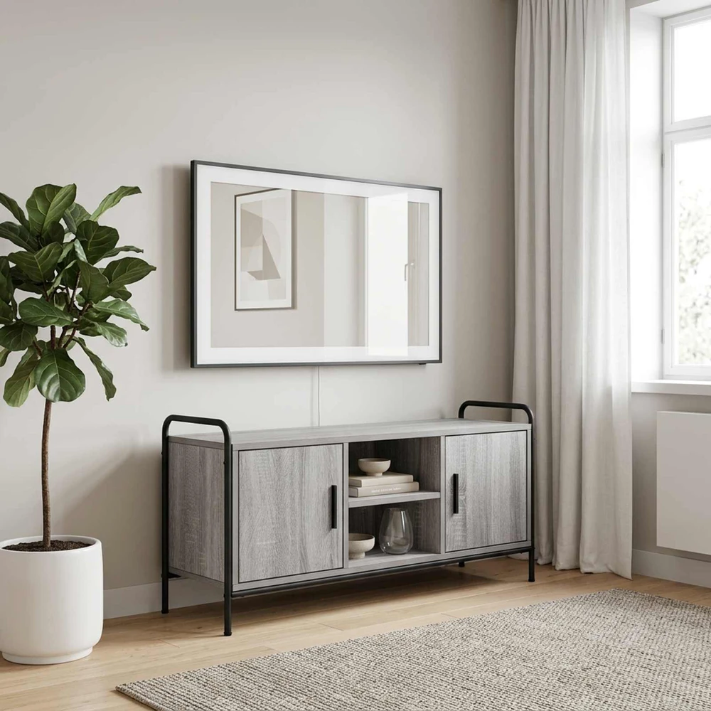 TV staliukas Televizoriaus spintelė 99 x 33 x 50 cm Pilka Sonoma