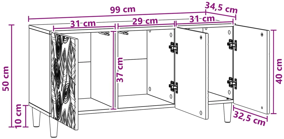 TV staliukas Televizoriaus spintelė 99 x 34,5 x 50 cm Dūminio ąžuolo