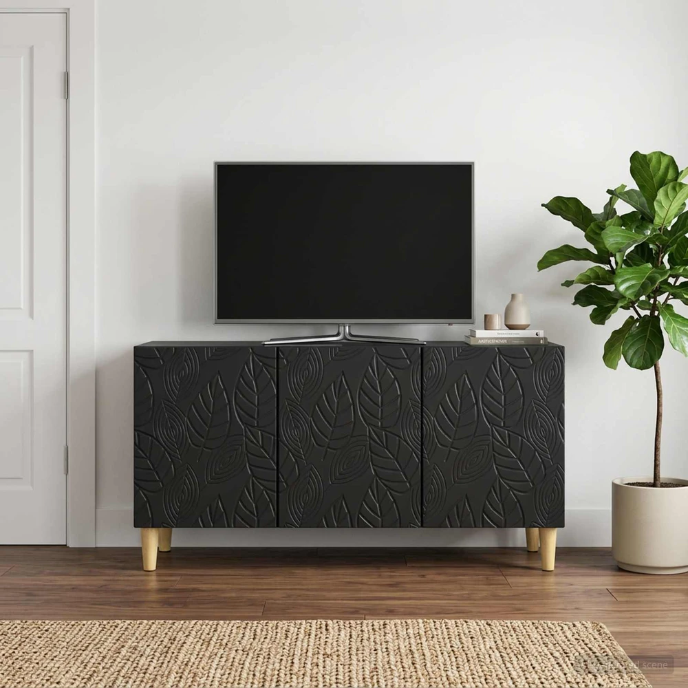 TV staliukas Televizoriaus spintelė 99 x 34,5 x 50 cm Juoda Apdirbta mediena