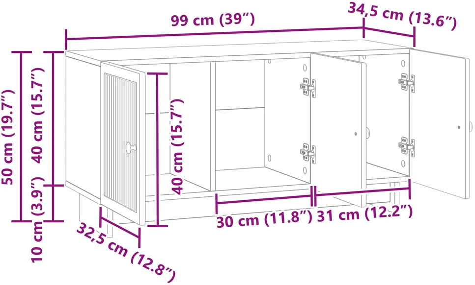 TV staliukas Televizoriaus spintelė 99 x 34,5 x 50 cm Sendintos medienos
