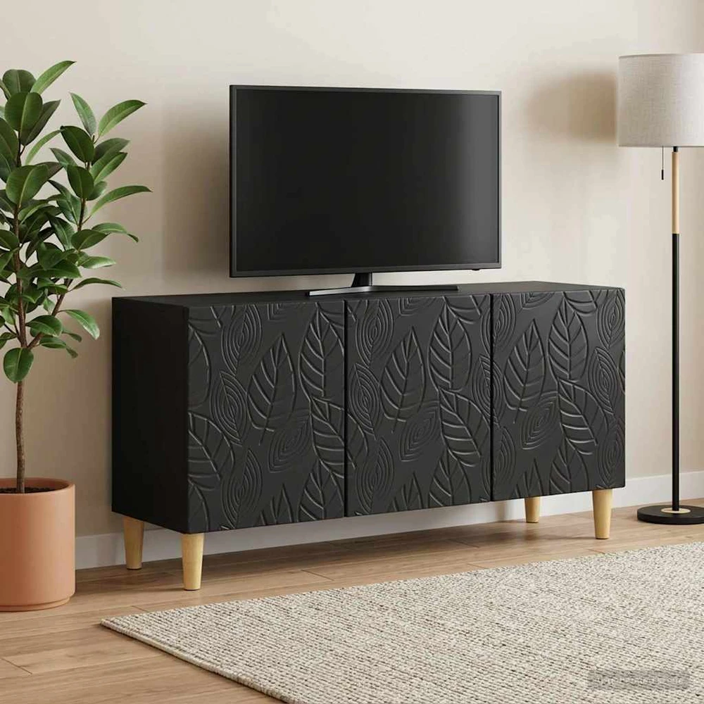 TV staliukas Televizoriaus spintelė 99 x 34,5 x 50 cm Juoda Apdirbta mediena