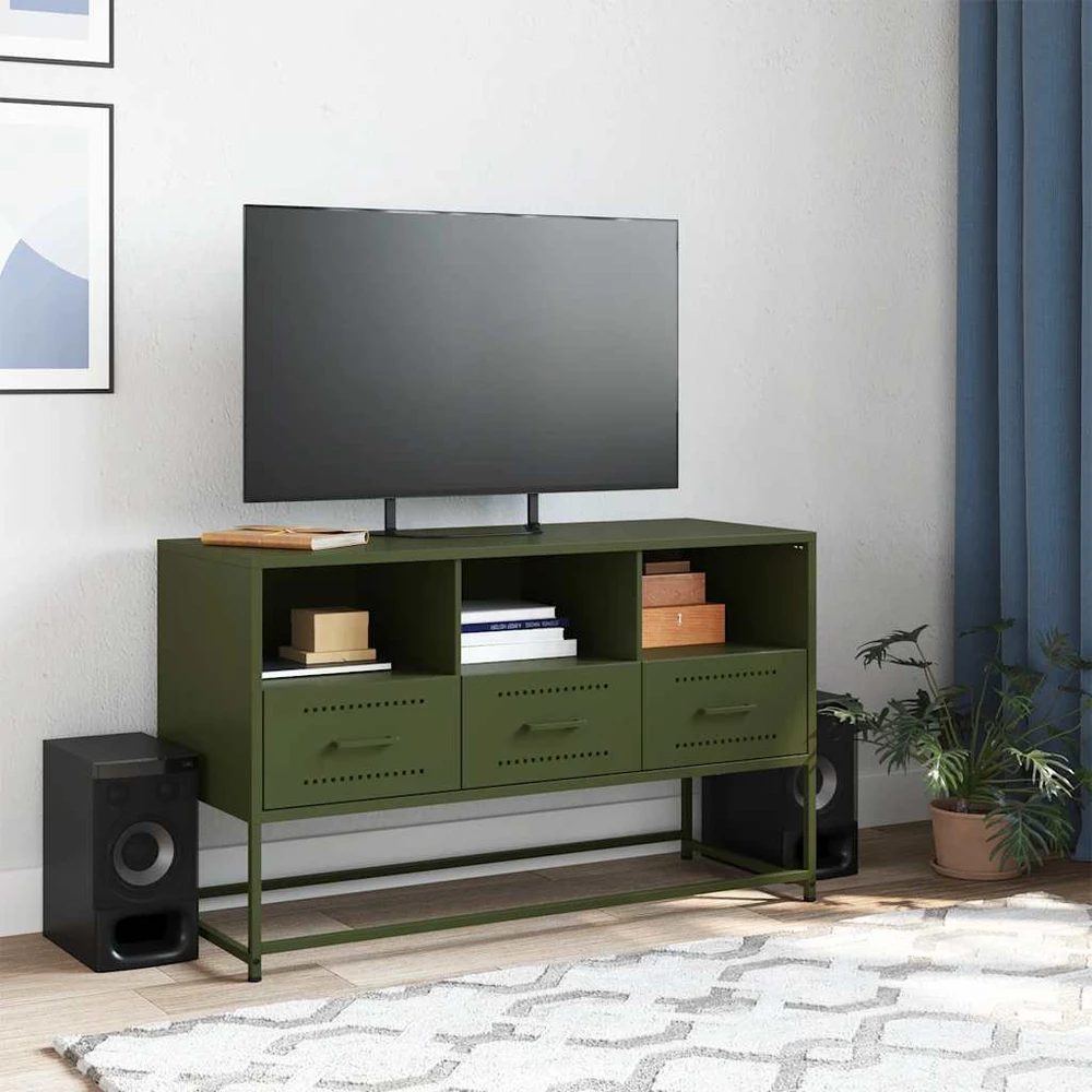TV staliukas Televizoriaus spintelė, alyvuogių, 100,5x39x60,5cm, plienas
