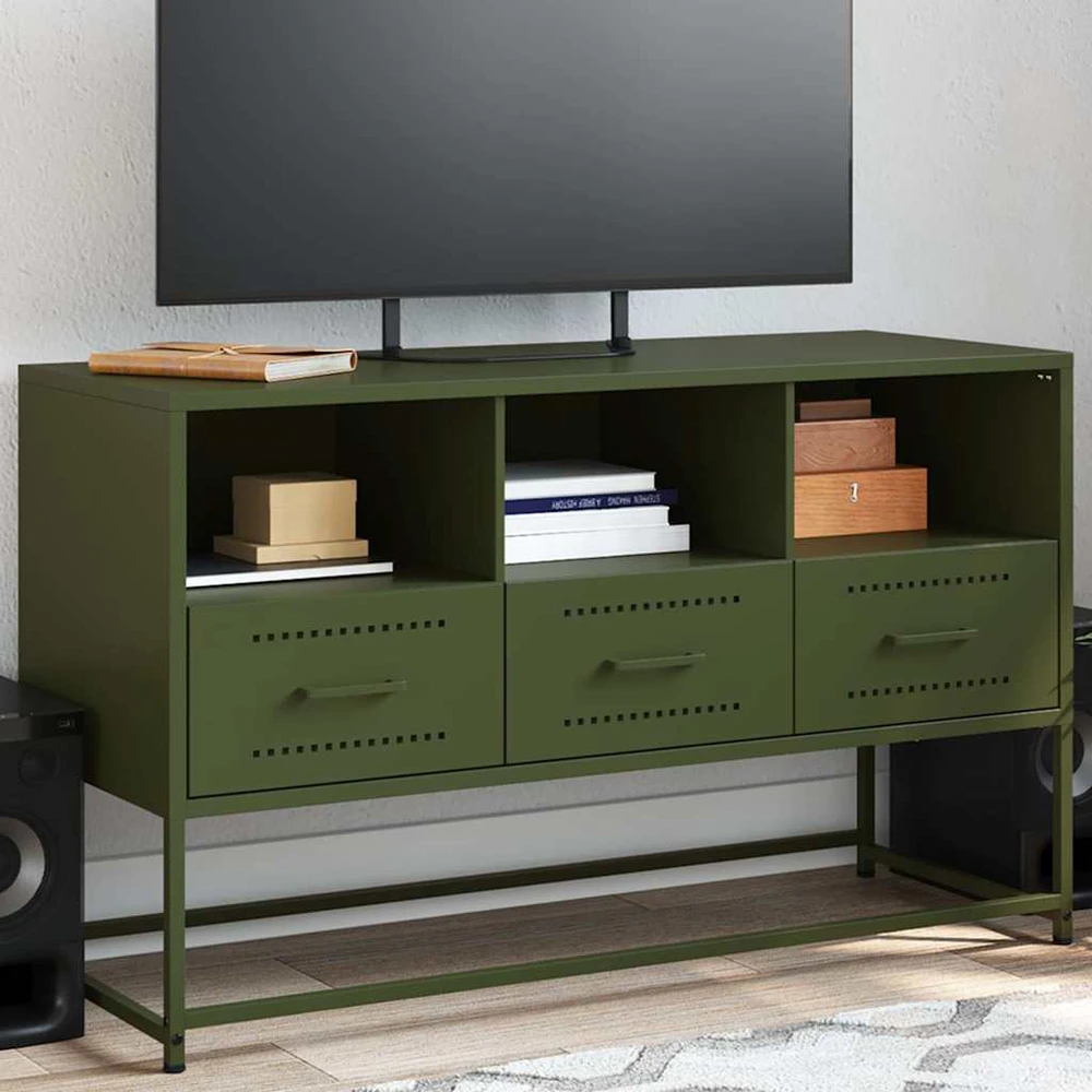 TV staliukas Televizoriaus spintelė, alyvuogių, 100,5x39x60,5cm, plienas
