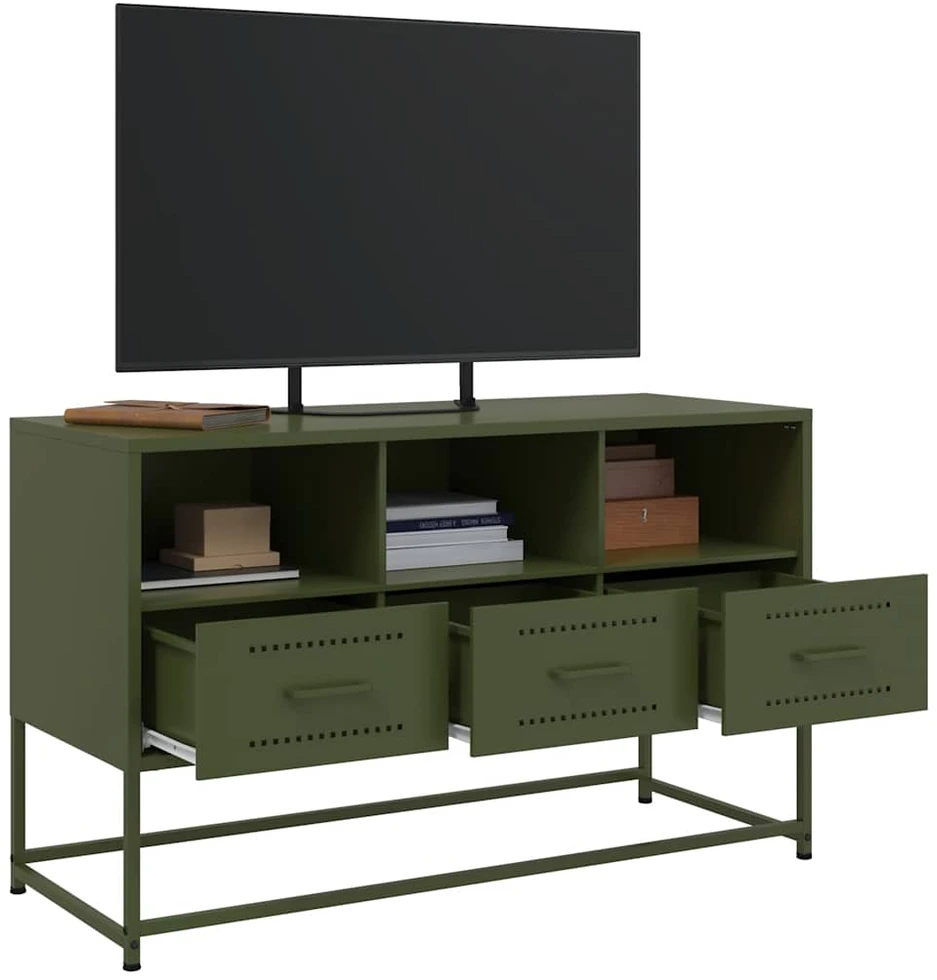 TV staliukas Televizoriaus spintelė, alyvuogių, 100,5x39x60,5cm, plienas