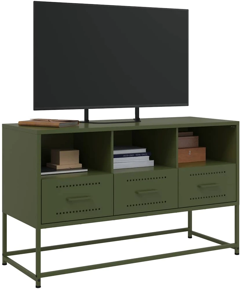 TV staliukas Televizoriaus spintelė, alyvuogių, 100,5x39x60,5cm, plienas