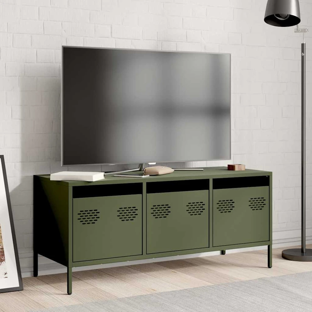 TV staliukas Televizoriaus spintelė, alyvuogių, 101,5x39x43,5cm, plienas