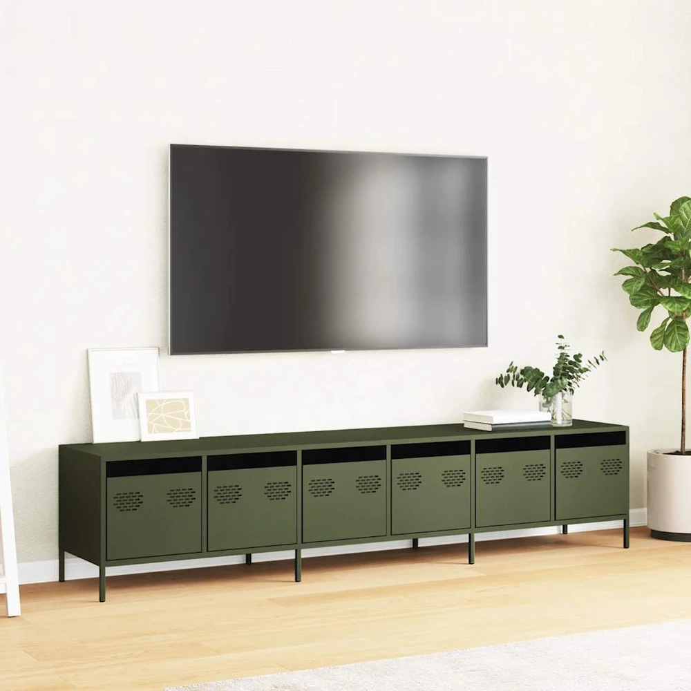 TV staliukas Televizoriaus spintelė, alyvuogių, 202x39x43,5cm, plienas