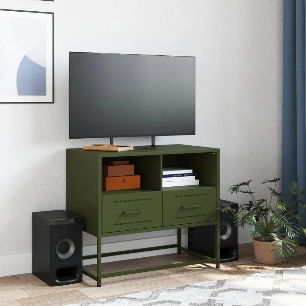 TV staliukas Televizoriaus spintelė, alyvuogių, 68x39x60,5cm, plienas