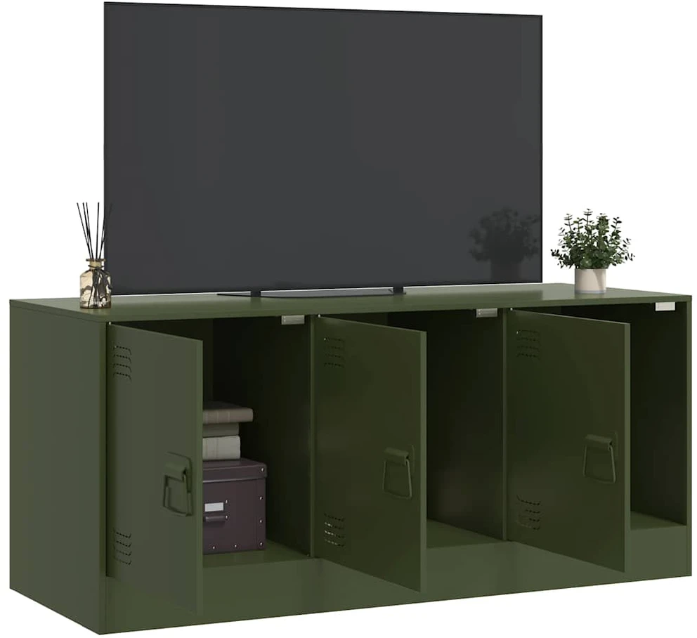 TV staliukas Televizoriaus spintelė, alyvuogių žalia, 99x39x44cm, plienas