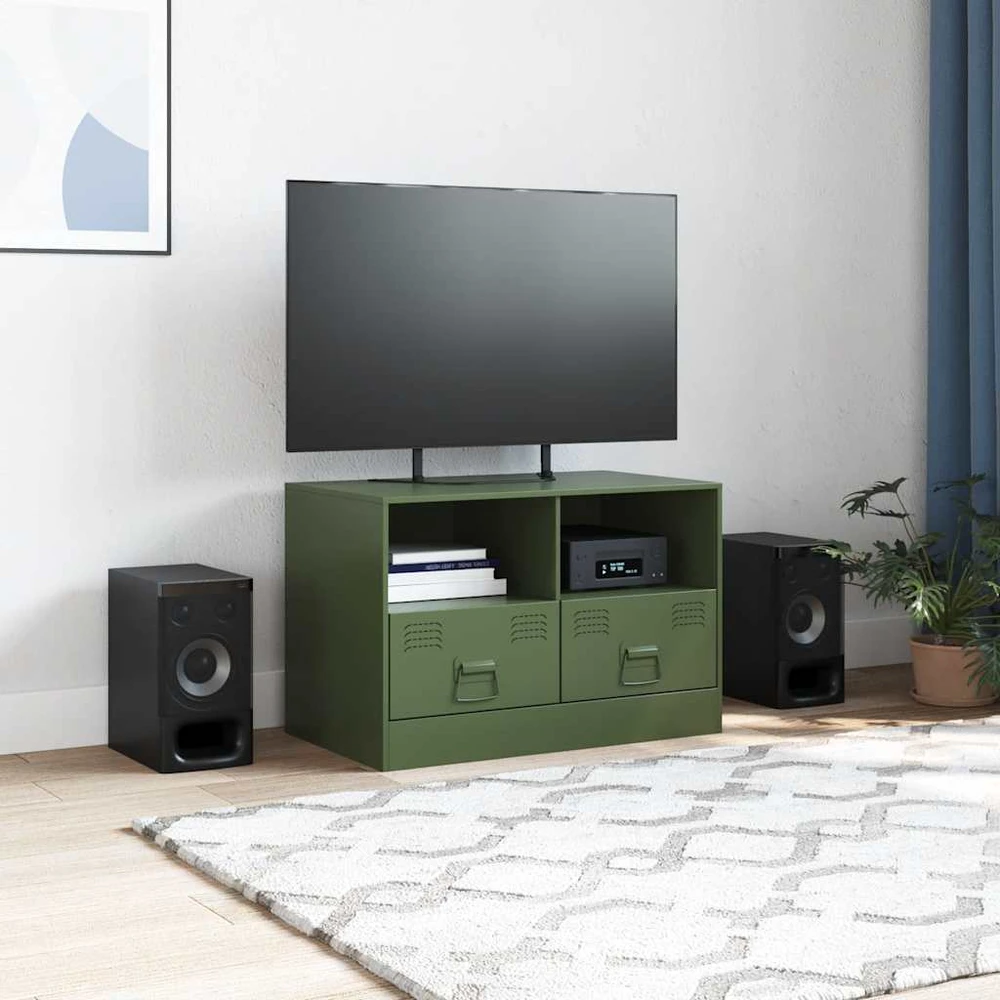 TV staliukas Televizoriaus spintelė, alyvuogių žalia, 67x39x44cm, plienas