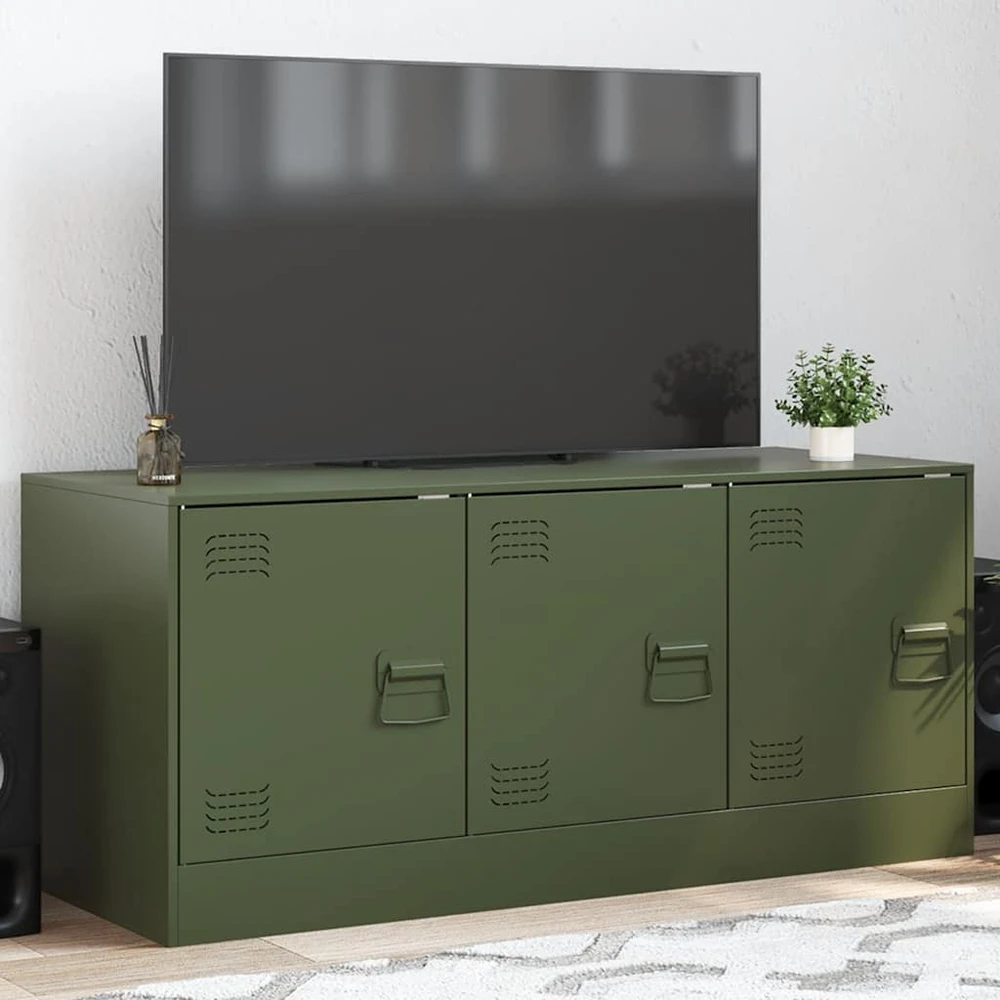 TV staliukas Televizoriaus spintelė, alyvuogių žalia, 99x39x44cm, plienas