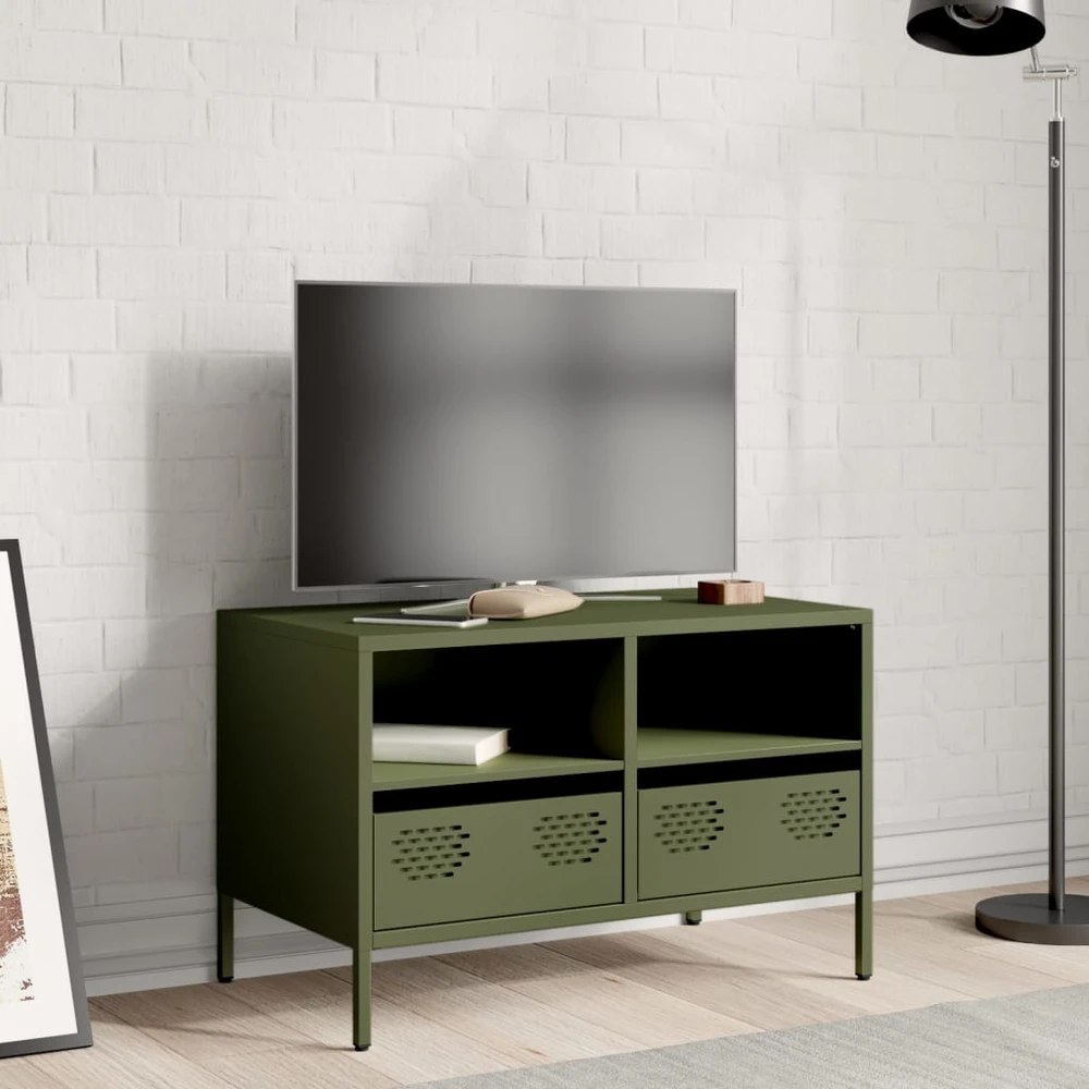 TV staliukas Televizoriaus spintelė, alyvuogių žalios, 68x39x43,5cm, plienas
