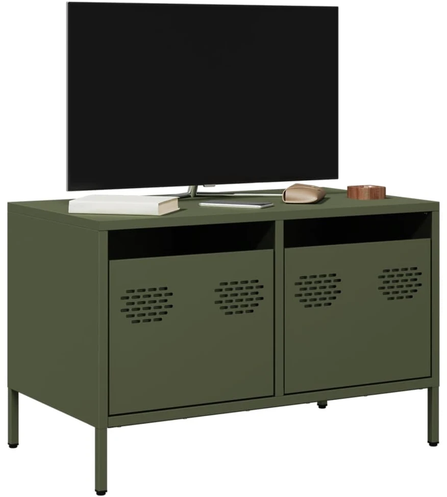 TV staliukas Televizoriaus spintelė, alyvuogių žalios, 68x39x43,5cm, plienas
