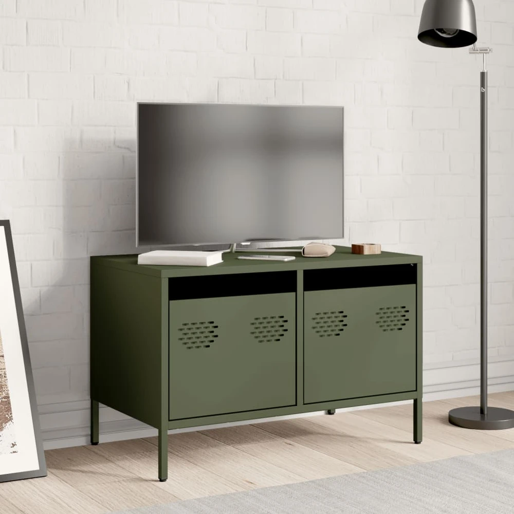 TV staliukas Televizoriaus spintelė, alyvuogių žalios, 68x39x43,5cm, plienas