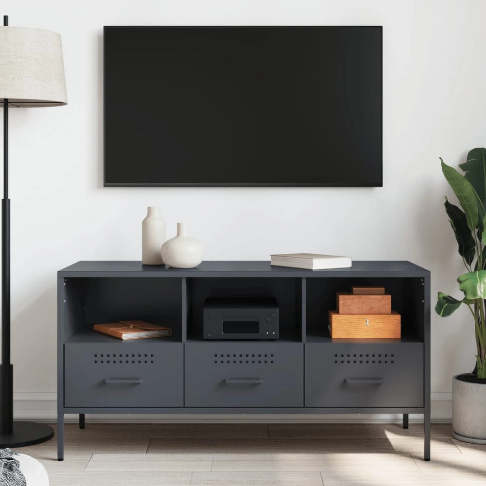 TV staliukas Televizoriaus spintelė, antracito, 100,5x39x50,5cm, plienas