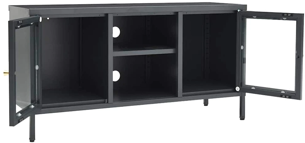 TV staliukas Televizoriaus spintelė, antracito, 105x35x52cm, plienas/stiklas