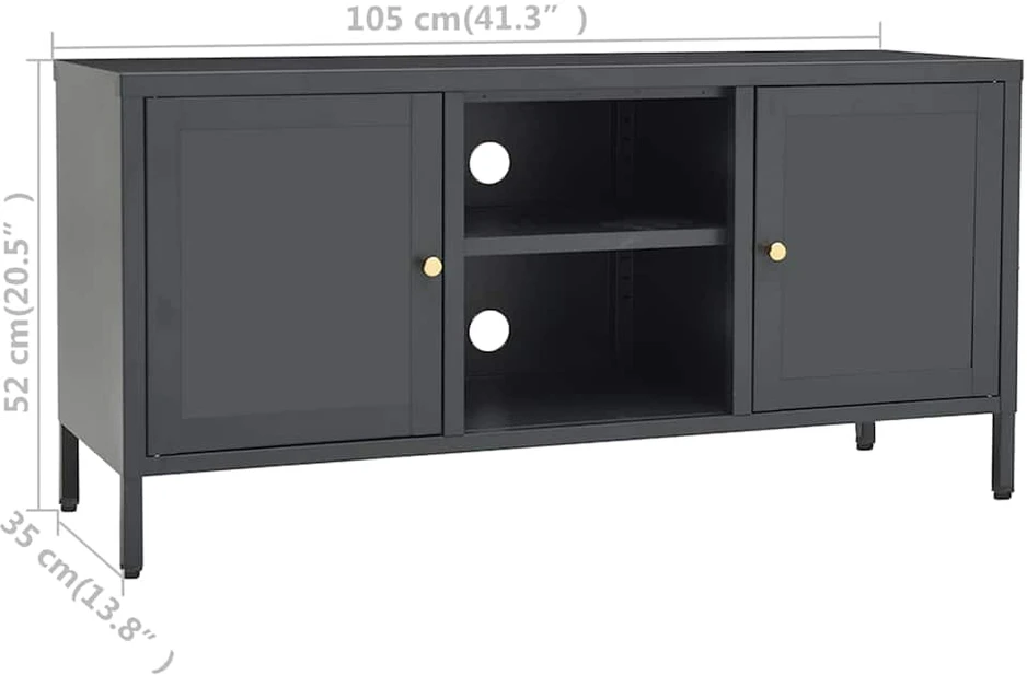 TV staliukas Televizoriaus spintelė, antracito, 105x35x52cm, plienas/stiklas