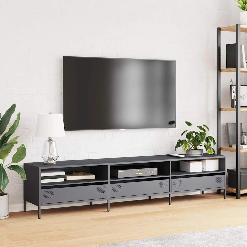 TV staliukas Televizoriaus spintelė, antracito, 202x39x43,5cm, plienas