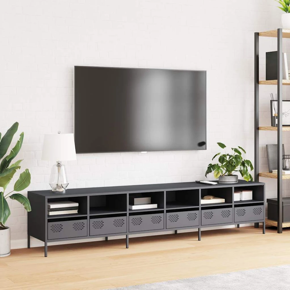 TV staliukas Televizoriaus spintelė, antracito, 202x39x43,5cm, plienas