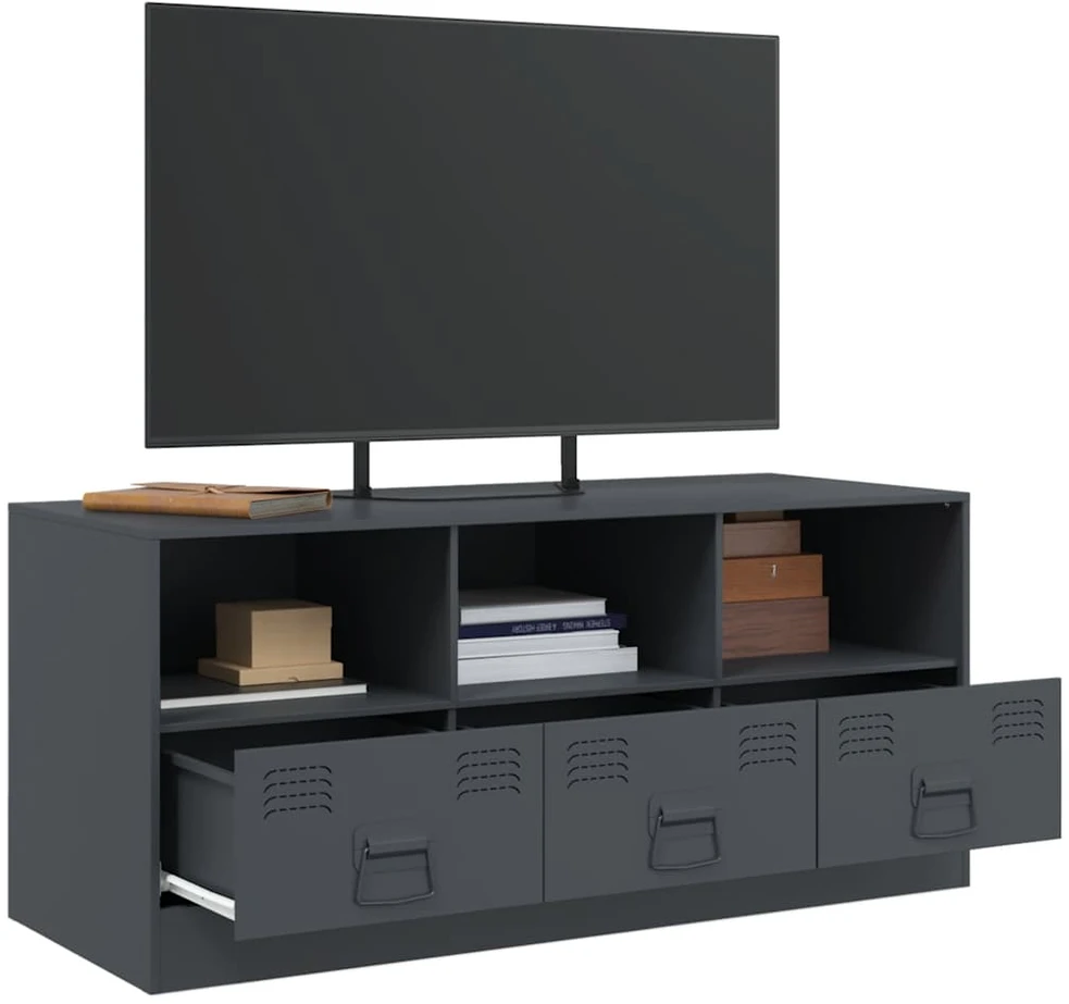 TV staliukas Televizoriaus spintelė, antracito spalvos, 99x39x44cm, plienas