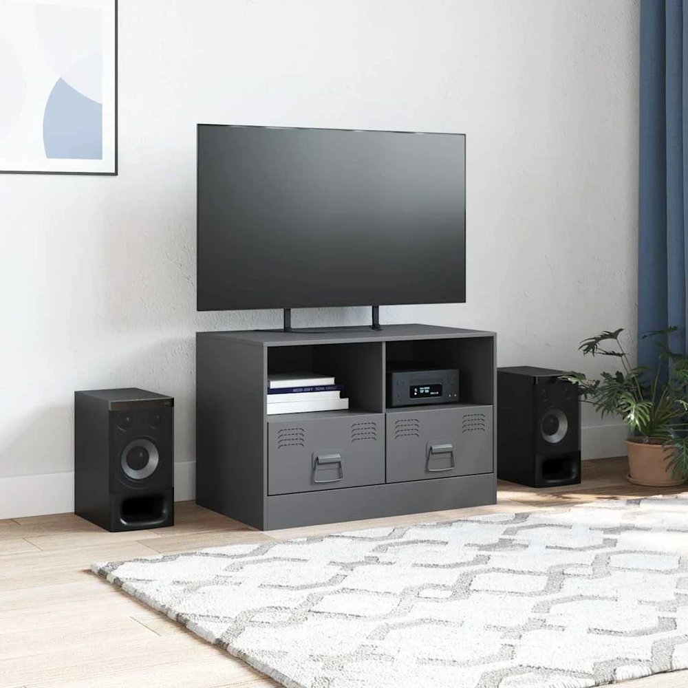 TV staliukas Televizoriaus spintelė, antracito spalvos, 67x39x44cm, plienas