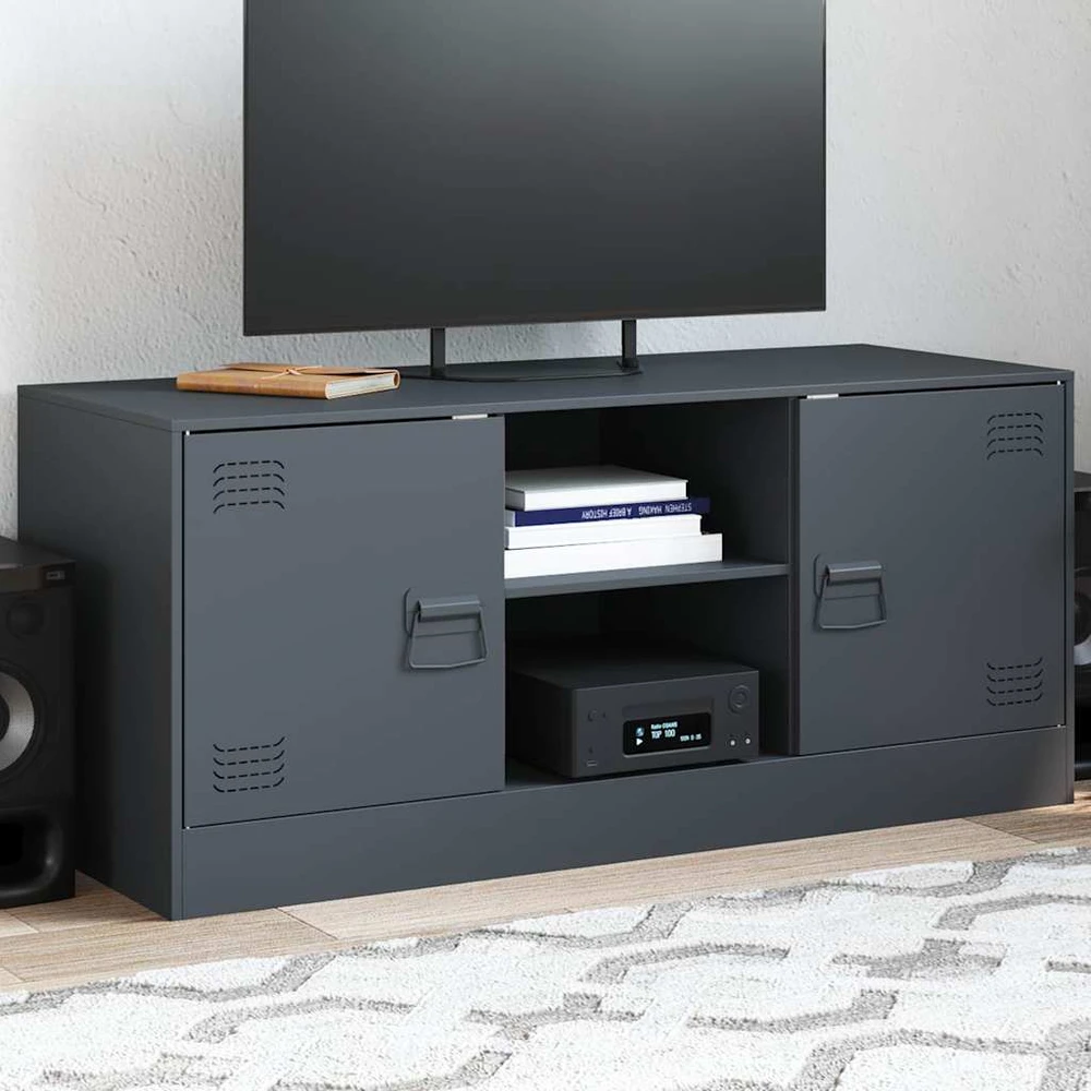 TV staliukas Televizoriaus spintelė, antracito spalvos, 99x39x44cm, plienas