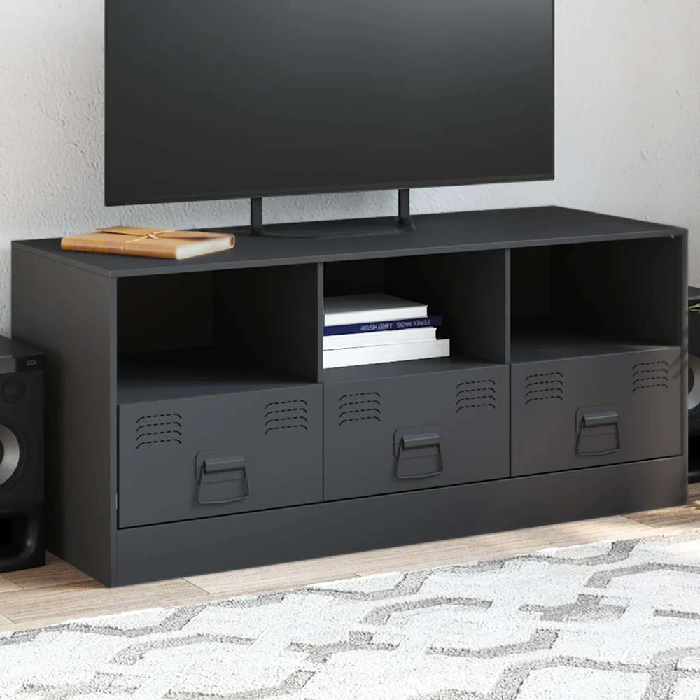 TV staliukas Televizoriaus spintelė, antracito spalvos, 99x39x44cm, plienas