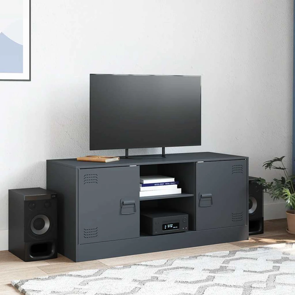 TV staliukas Televizoriaus spintelė, antracito spalvos, 99x39x44cm, plienas