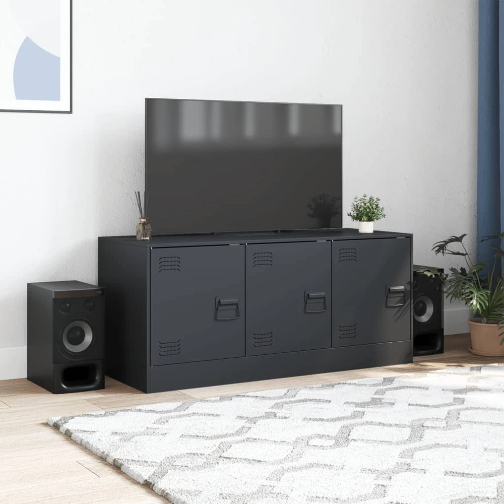 TV staliukas Televizoriaus spintelė, antracito spalvos, 99x39x44cm, plienas