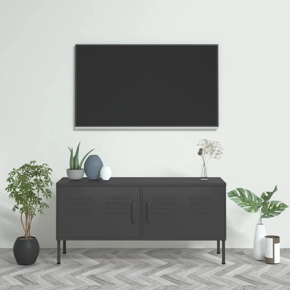 TV staliukas Televizoriaus spintelė, antracito spalvos, 105x35x50cm, plienas