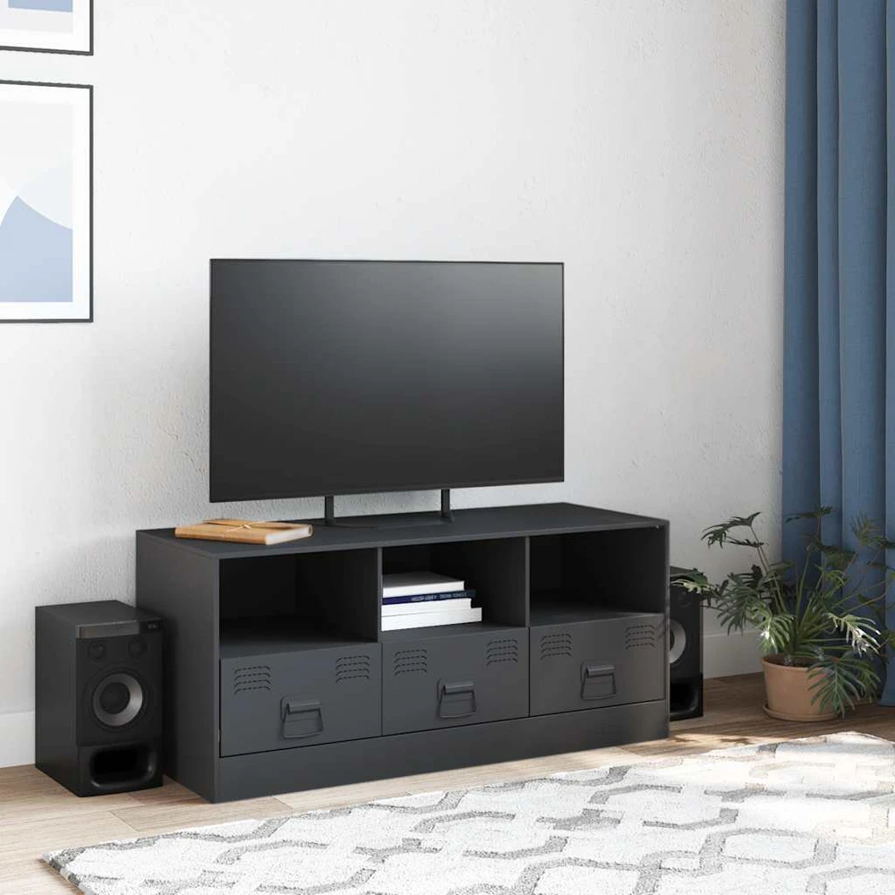TV staliukas Televizoriaus spintelė, antracito spalvos, 99x39x44cm, plienas