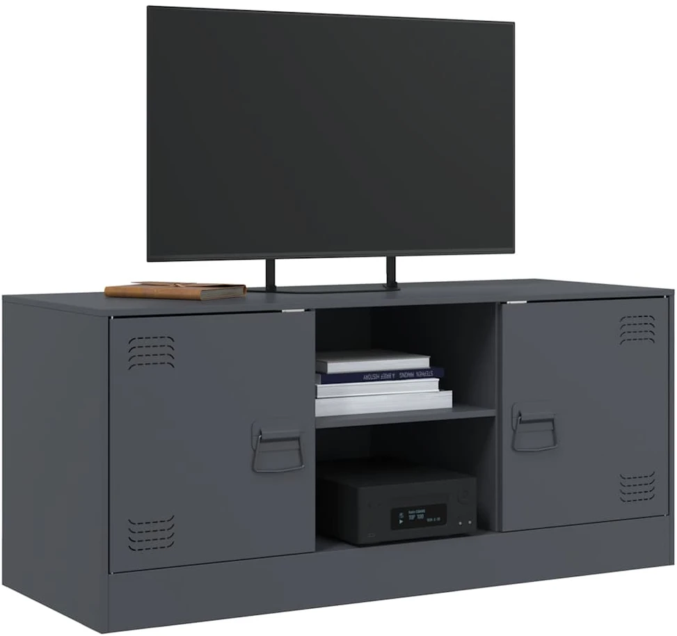 TV staliukas Televizoriaus spintelė, antracito spalvos, 99x39x44cm, plienas