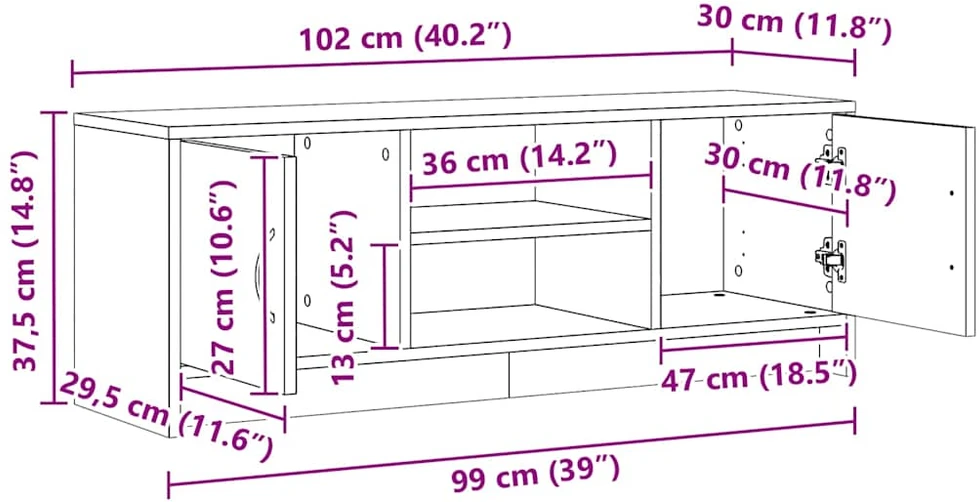 TV staliukas televizoriaus spintelė Artisan ąžuolas 102x30x37,5 cm