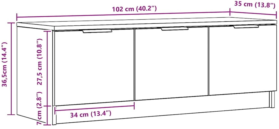 TV staliukas Televizoriaus spintelė, artisano ąžuolo, 102x35x36,5cm, mediena