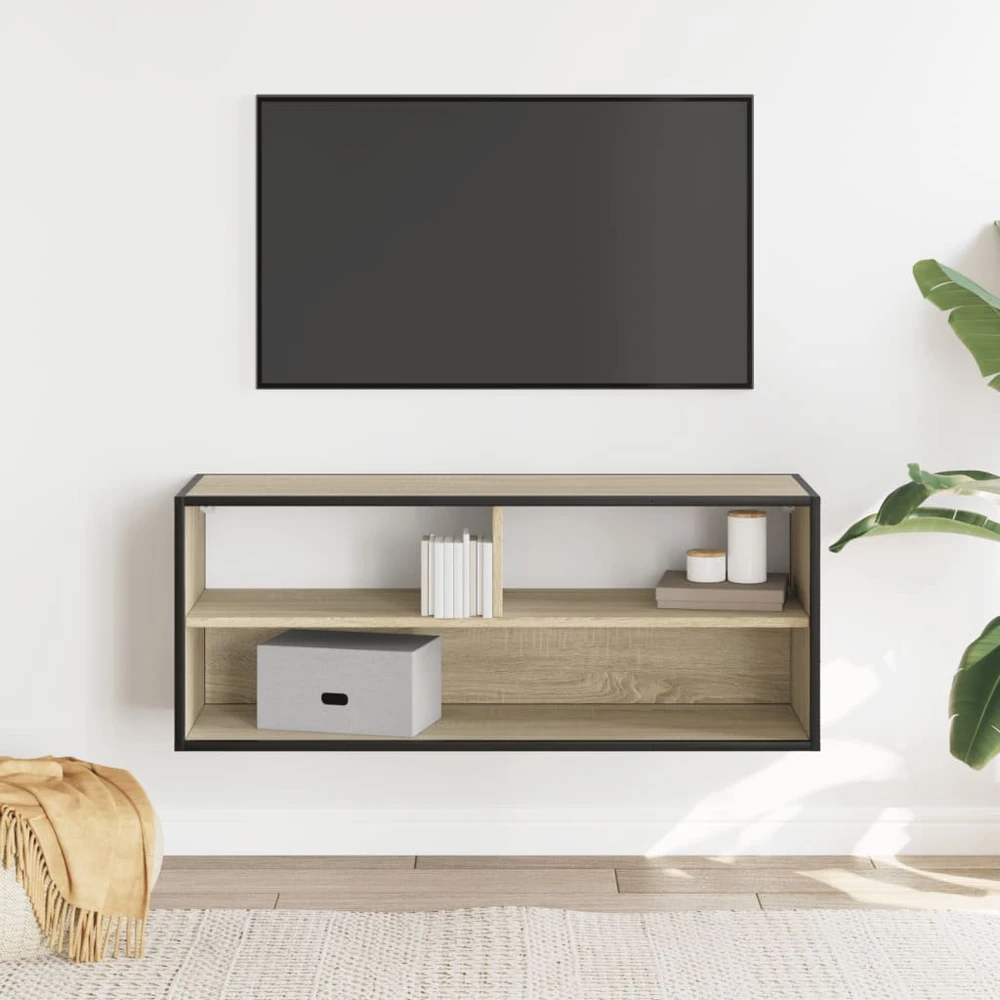 TV staliukas Televizoriaus spintelė, ąžuolo, 100x31x39,5cm, mediena/metalas