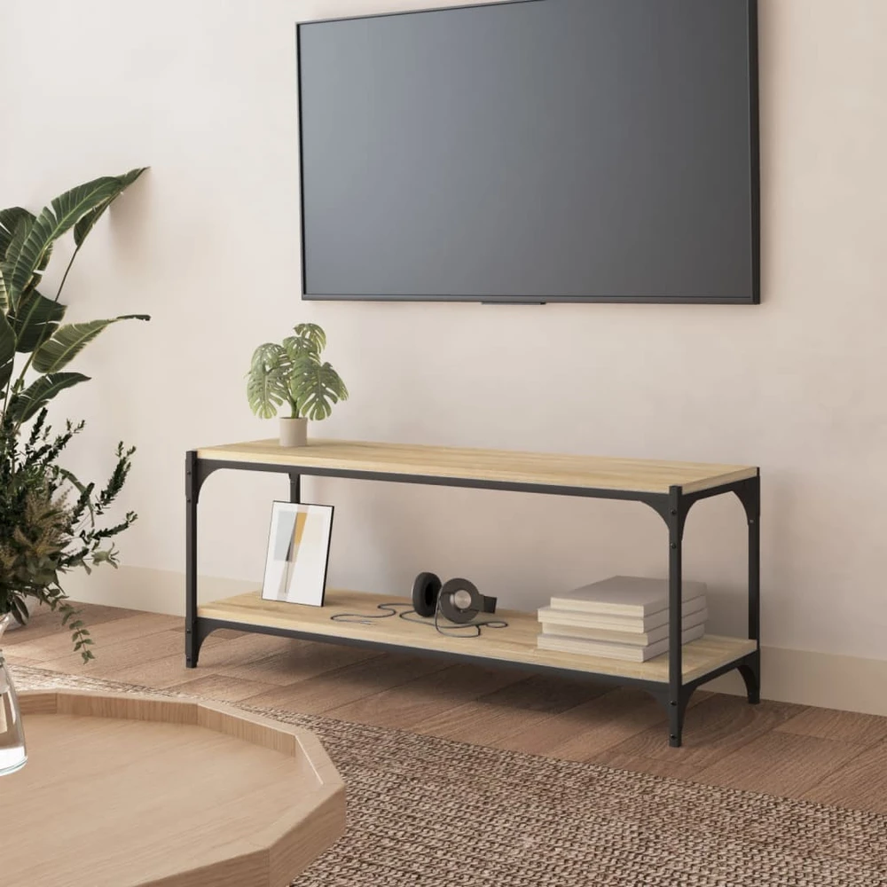 TV staliukas Televizoriaus spintelė, ąžuolo, 100x33x41cm, mediena ir plienas