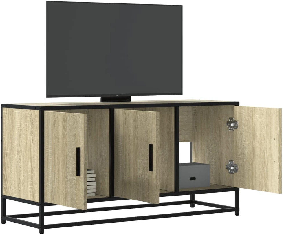 TV staliukas Televizoriaus spintelė, ąžuolo, 100x35x50cm, mediena ir metalas