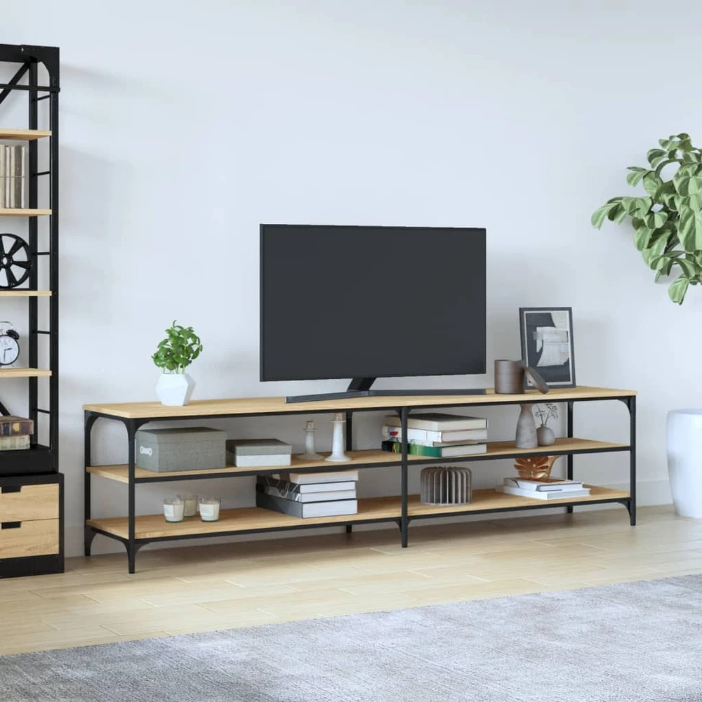 TV staliukas Televizoriaus spintelė, ąžuolo, 200x30x50cm, mediena ir metalas