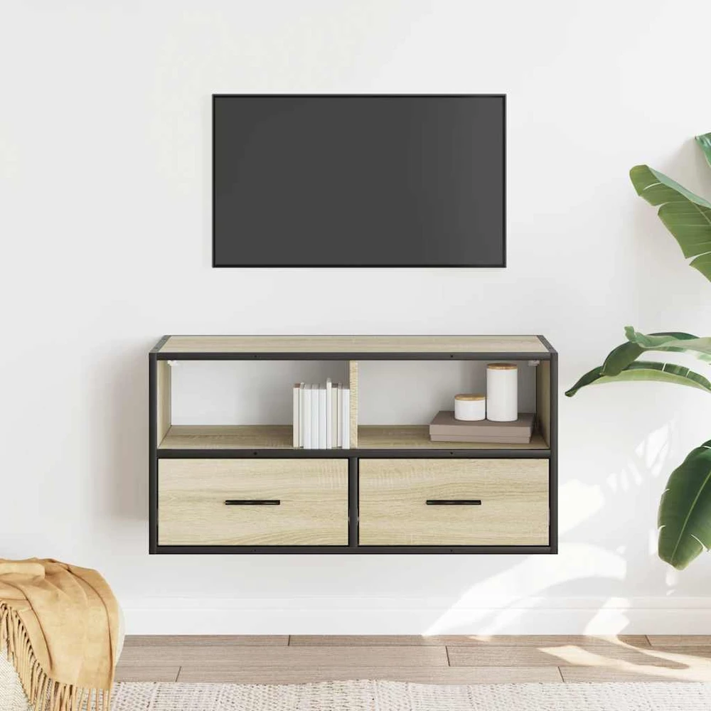 TV staliukas Televizoriaus spintelė, ąžuolo, 80x31x39,5cm, mediena/metalas