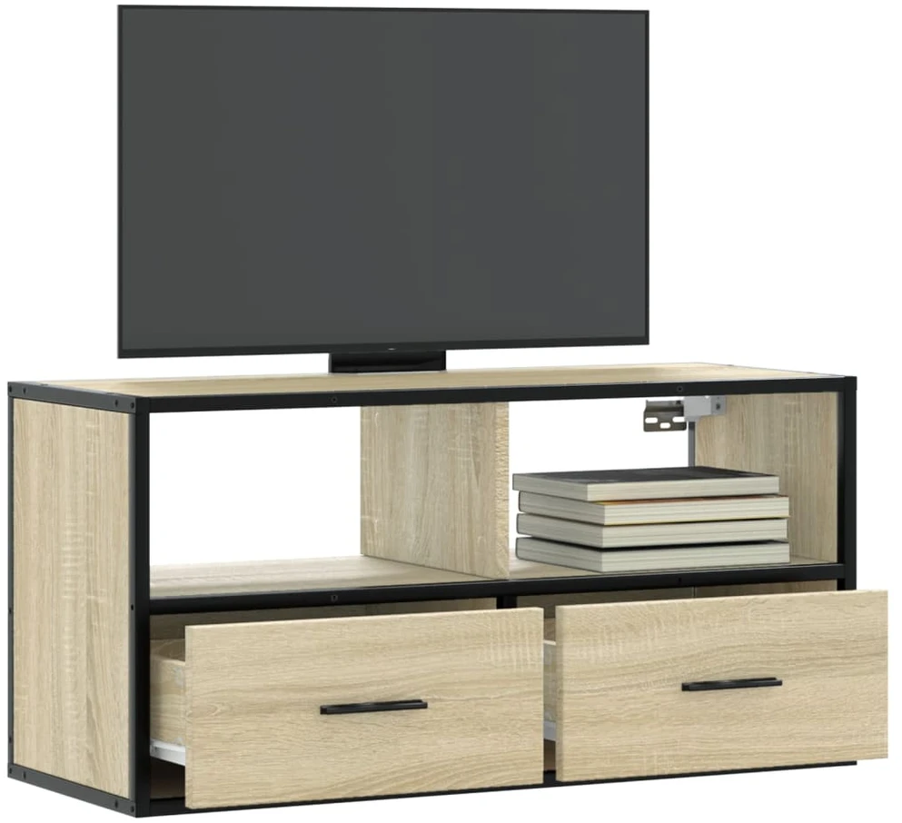 TV staliukas Televizoriaus spintelė, ąžuolo, 80x31x39,5cm, mediena/metalas