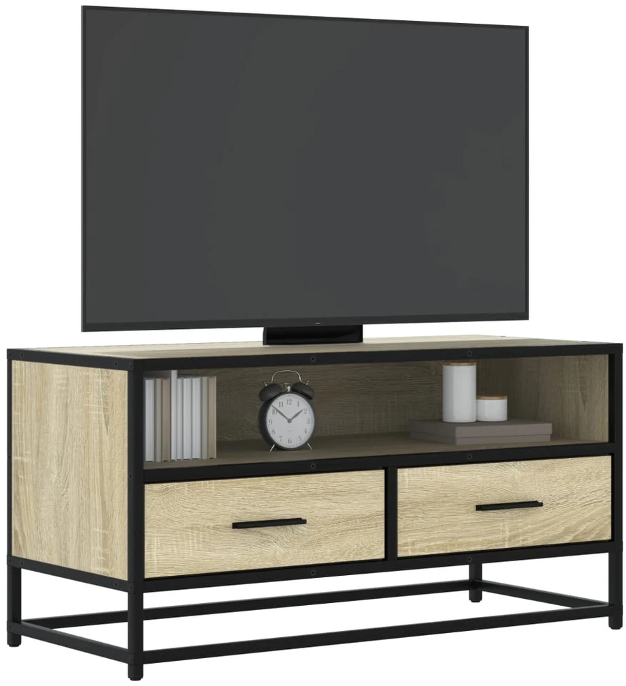 TV staliukas Televizoriaus spintelė, ąžuolo, 80x34,5x40cm, mediena/metalas